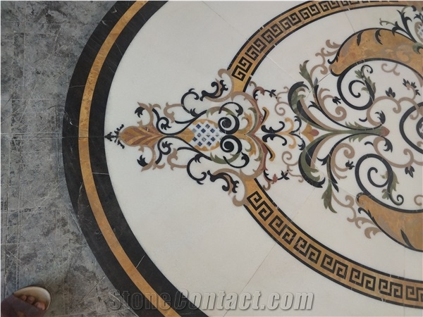 Flower Waterjet Marble Tiles Design Floor Pattern Medallion