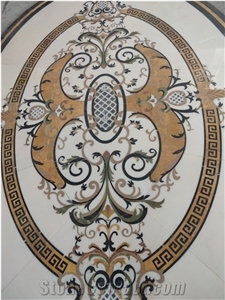 Flower Waterjet Marble Tiles Design Floor Pattern Medallion