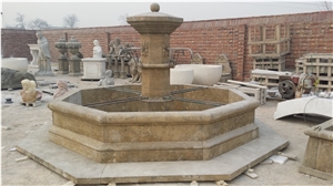 Hand Carved  Black Limestone Fountain For Garden