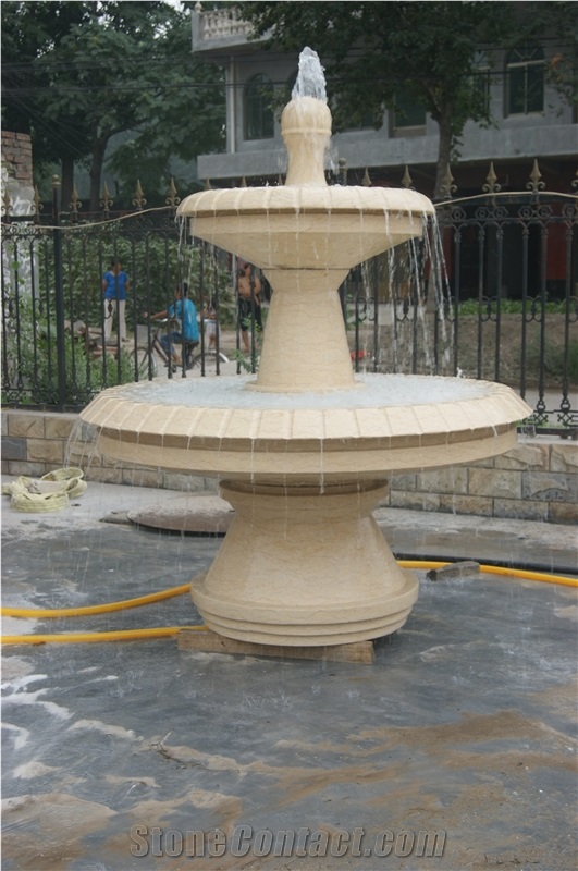 Hand Carved  Black Limestone Fountain For Garden