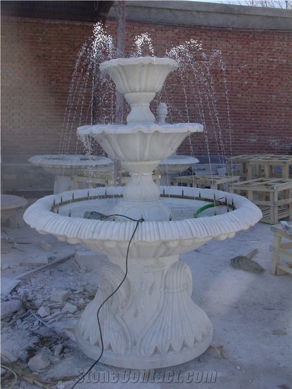 Hand Carved  Black Limestone Fountain For Garden