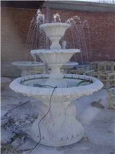 Hand Carved  Black Limestone Fountain For Garden