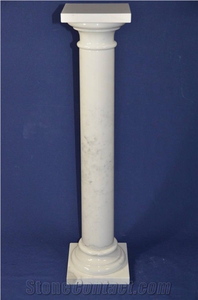 Hand Carved Chinese White Marble Stone Roman Column