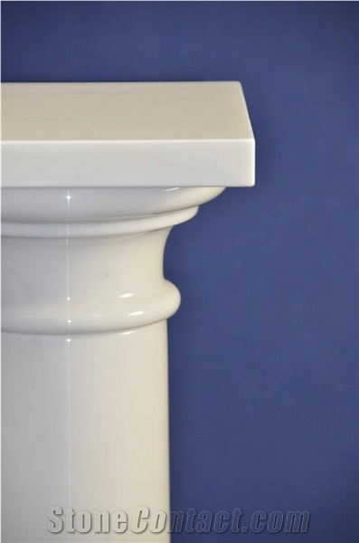Hand Carved Chinese White Marble Stone Roman Column