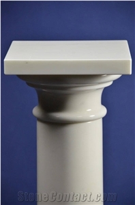 Hand Carved Chinese White Marble Stone Roman Column