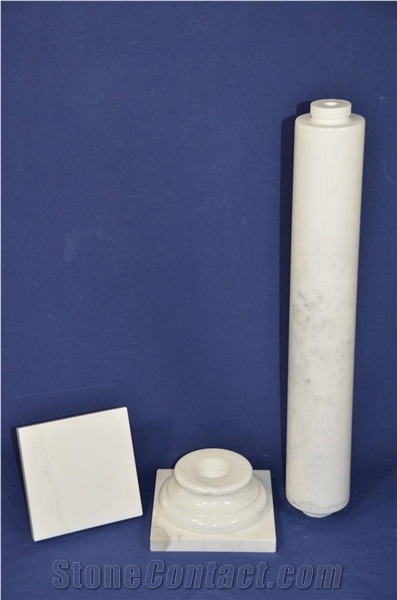 Hand Carved Chinese White Marble Stone Roman Column