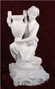 Hand-Carved Marble Flower Vase Statue Large Planter Pots