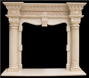 Hand Carved  Stone  Column Marble  Fireplace Surround