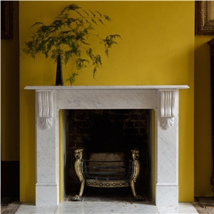 Hand Carved  Stone  Column Marble  Fireplace Surround