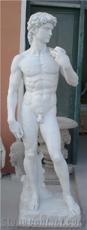 Home Decor Polishing White Marble David Statue
