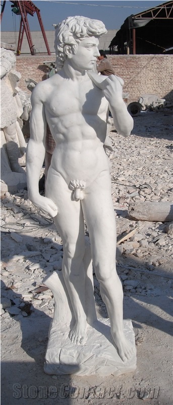 Home Decor Polishing White Marble David Statue