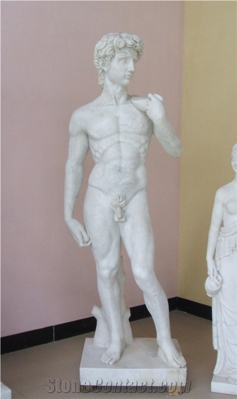 Home Decor Polishing White Marble David Statue