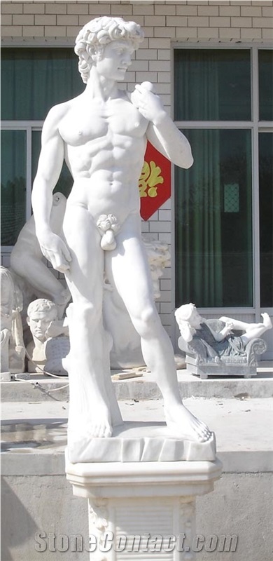 Home Decor Polishing White Marble David Statue