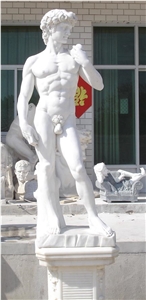 Home Decor Polishing White Marble David Statue
