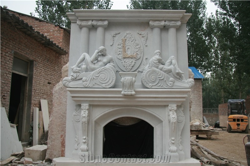 Home Use Luxury White Natural Marble Fireplace Surround