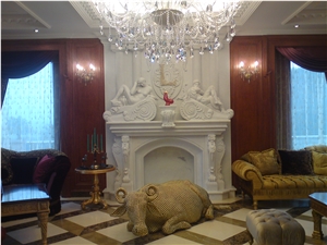 Home Use Luxury White Natural Marble Fireplace Surround