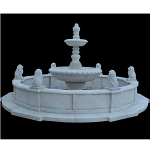 Landscaping Carved White Marble Stone Lion Fountain For Sale