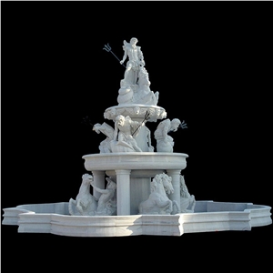 Landscaping Carved White Marble Stone Lion Fountain For Sale