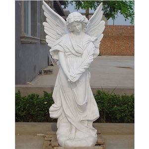 Life Size  White Marble Standing Angel Statues For Sale