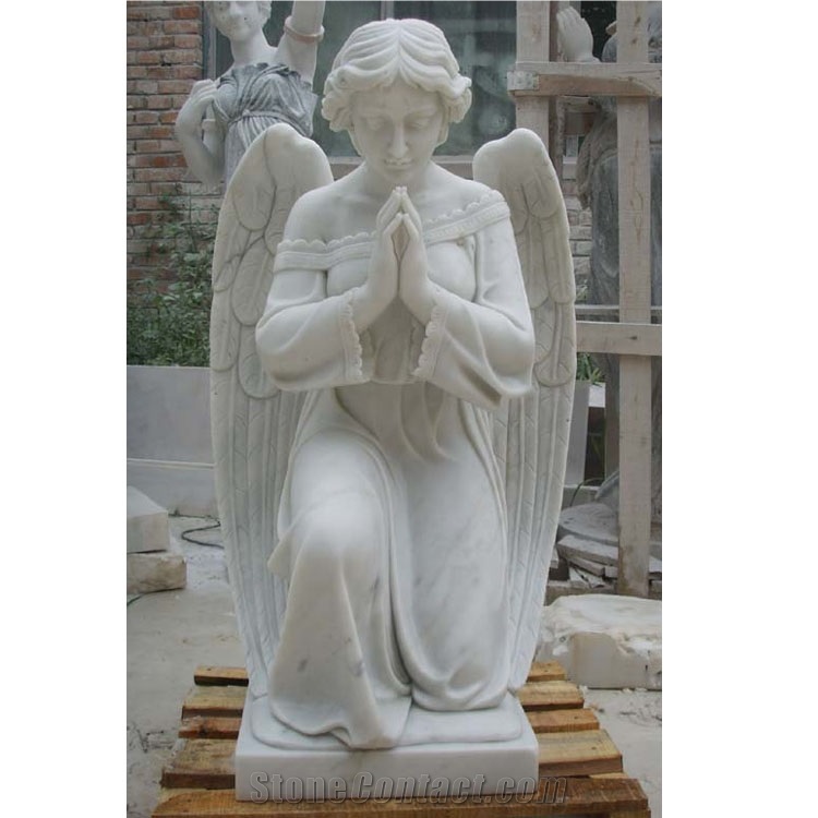 Life Size White Marble Standing Angel Statues For Sale