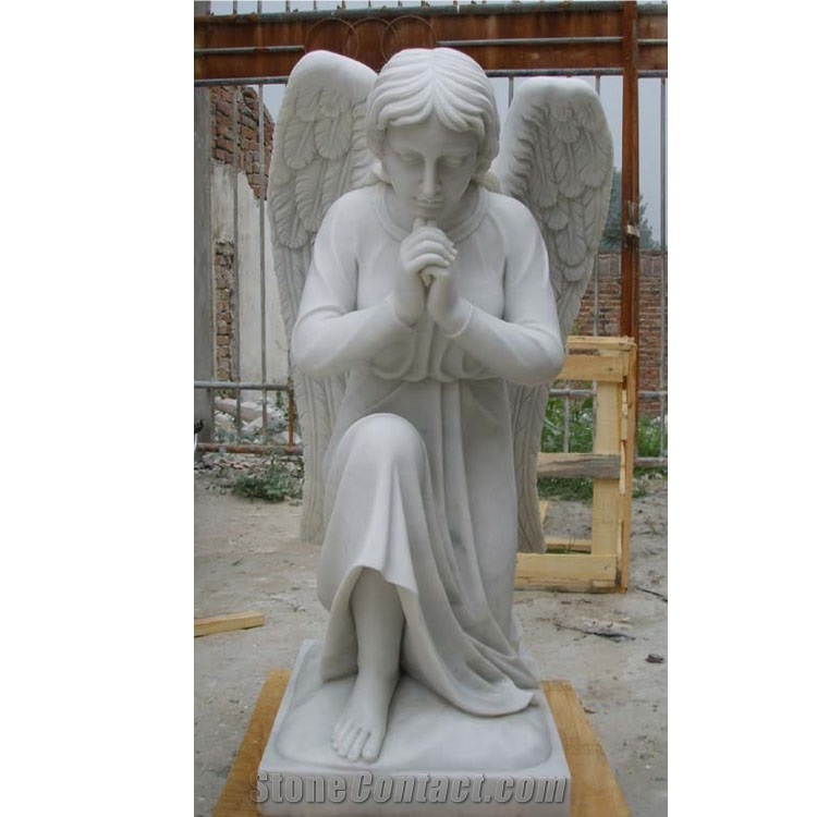 Life Size White Marble Standing Angel Statues For Sale