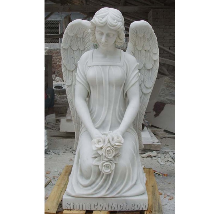 Life Size White Marble Standing Angel Statues For Sale