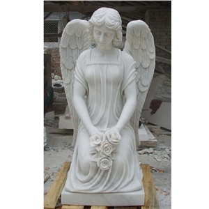 Life Size White Marble Standing Angel Statues For Sale