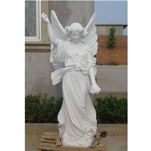 Life Size White Marble Standing Angel Statues For Sale