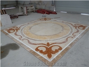 Modern Square Marble Medallion Waterjet Tiles For Floor