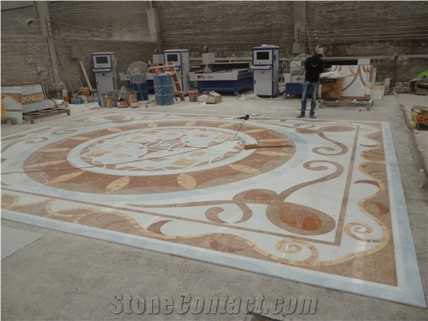 Modern Square Marble Medallion Waterjet Tiles For Floor