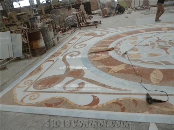 Modern Square Marble Medallion Waterjet Tiles For Floor