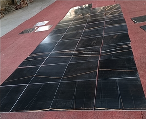 Nero St Laurent Marble Flooring Tile, Gold And Black Marble