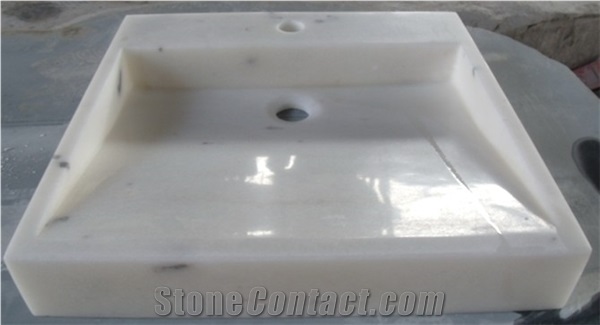 New Style Table Top White Marble Bathroom Sink Washbasin