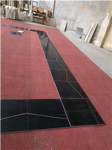 Noir St Laurent Black And Gold Marble Flooring Tiles