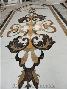 Round Villa Waterjet Marble Floor Stone Tiles Medallion
