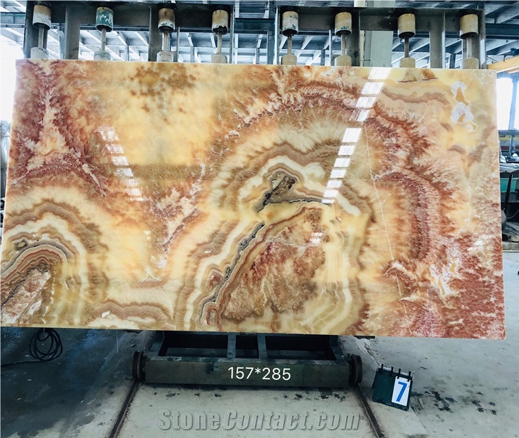 Translucent Red Dragon Onyx Slabs For Background Wall