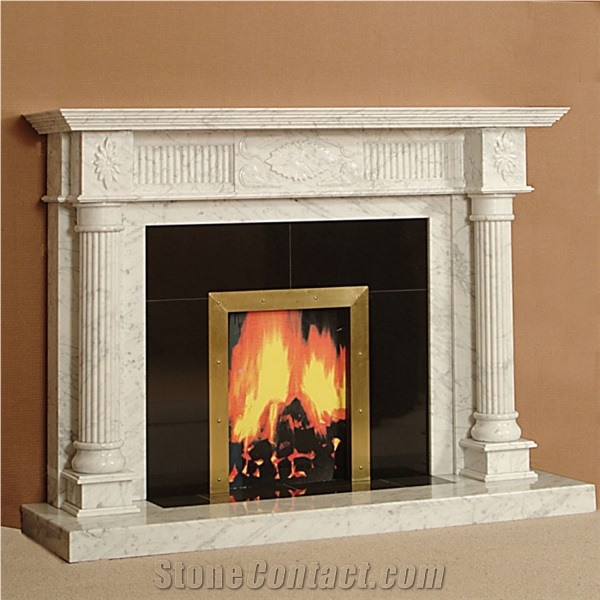 White Marble Fireplace Surround& Fireplace Mantels For Decor