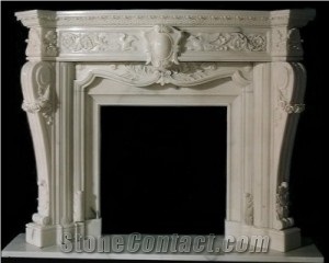 White Marble Fireplace Surround& Fireplace Mantels For Decor