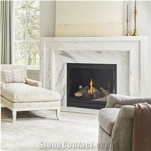 White Marble Fireplace Surround& Fireplace Mantels For Decor
