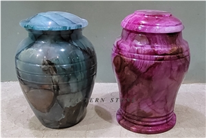 ONYX STONE COLORED CREMATION URNS, FUNERAL URNS, ASH URNS