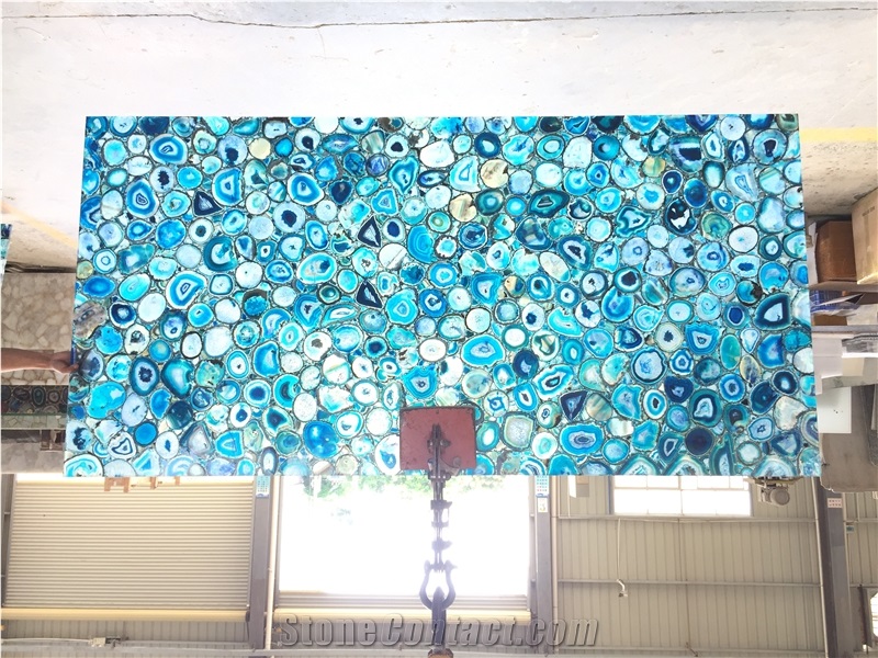 Blue Agate Semiprecious Stone Slabs Green Purple Multicolor