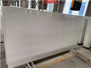 White Stellar Quartz Cuarzo Estelar Blanco Big Polish Slabs