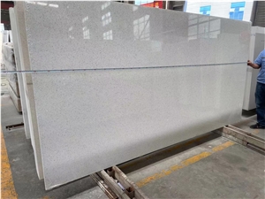 White Stellar Quartz Cuarzo Estelar Blanco Big Polish Slabs