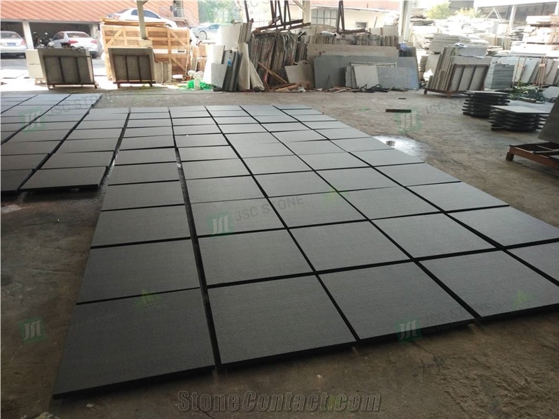 Cheap Leathered Zimbabwe Black Granite Flooring Tiles