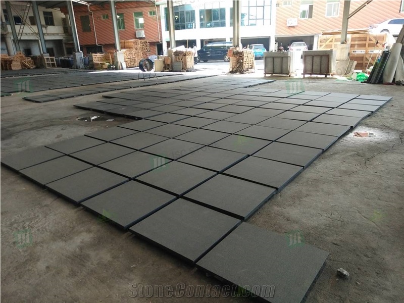 Cheap Leathered Zimbabwe Black Granite Flooring Tiles