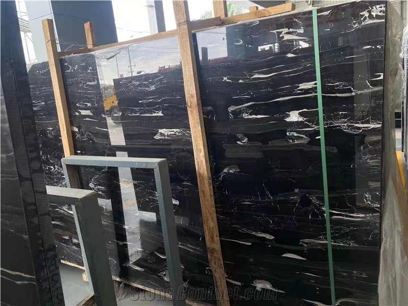 Chinese Black And White Marble Silver Dragon Polished Slabs