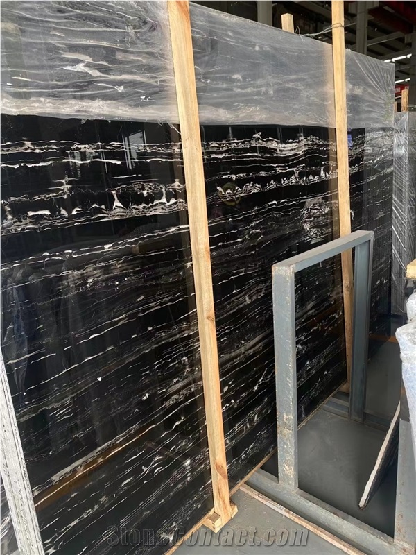 Chinese Black And White Marble Silver Dragon Polished Slabs