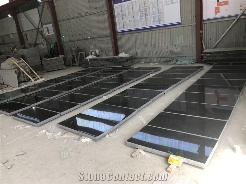 Chinese Black Granite G684 Polished And Flamed Slabs