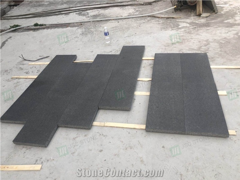 Chinese Black Granite G684 Polished And Flamed Slabs