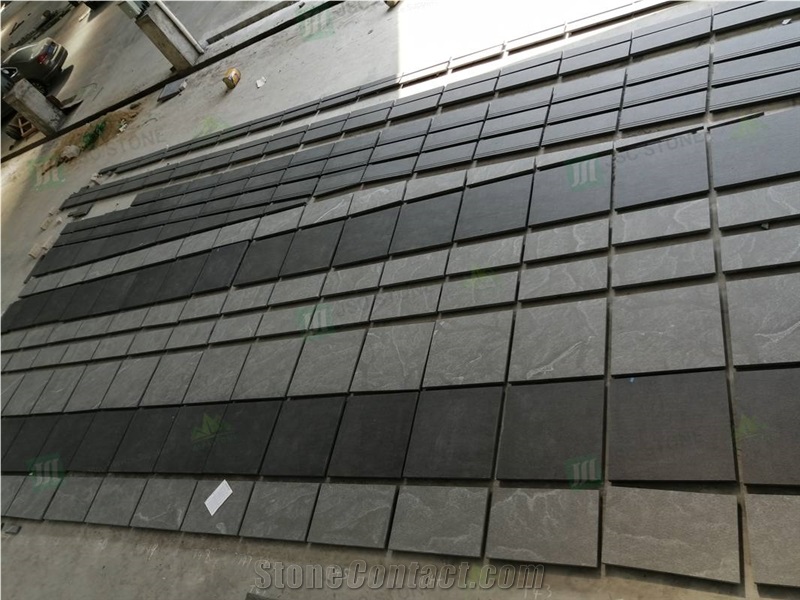 Sandblasted Alps Black Granite Stone Floor Tiles